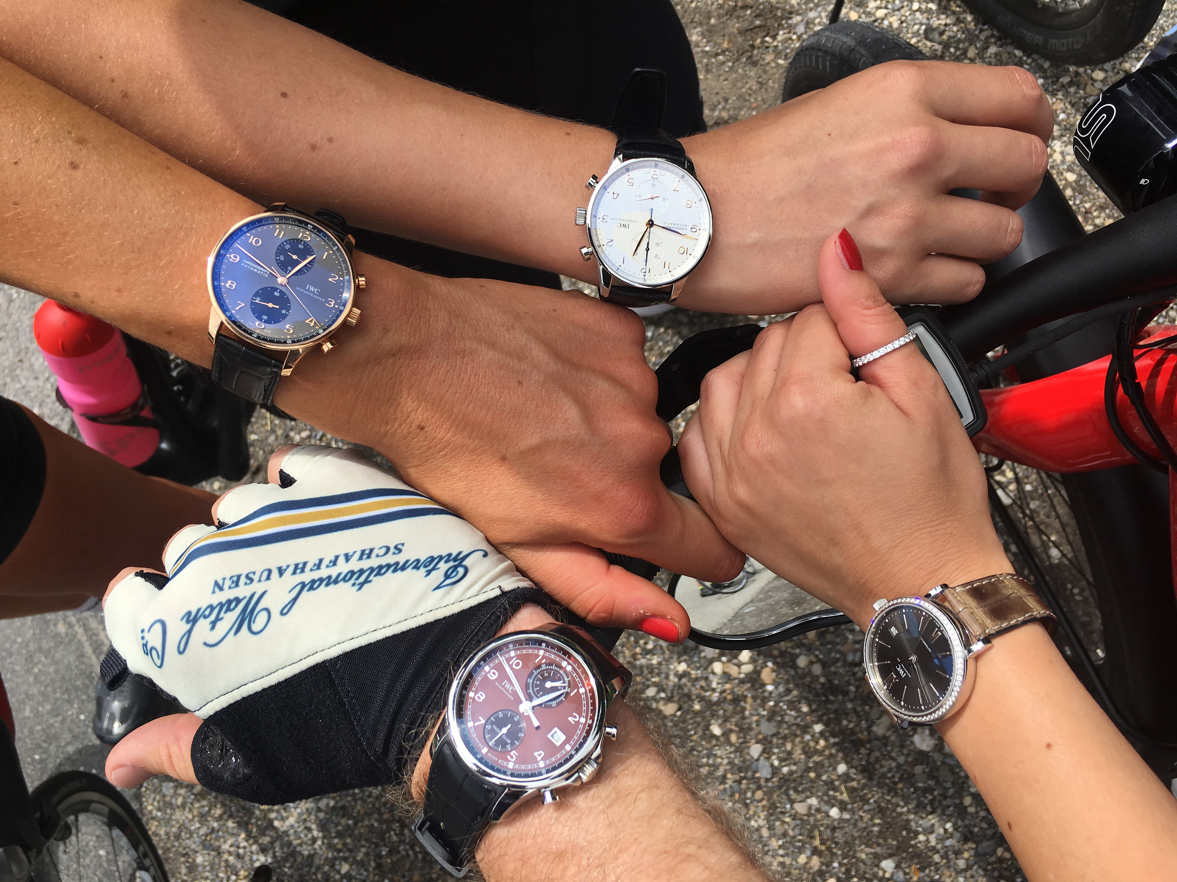 Showing watches at IWC bike ride