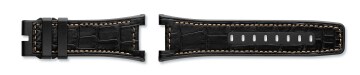 Black rubber strap with black alligator leather inlay