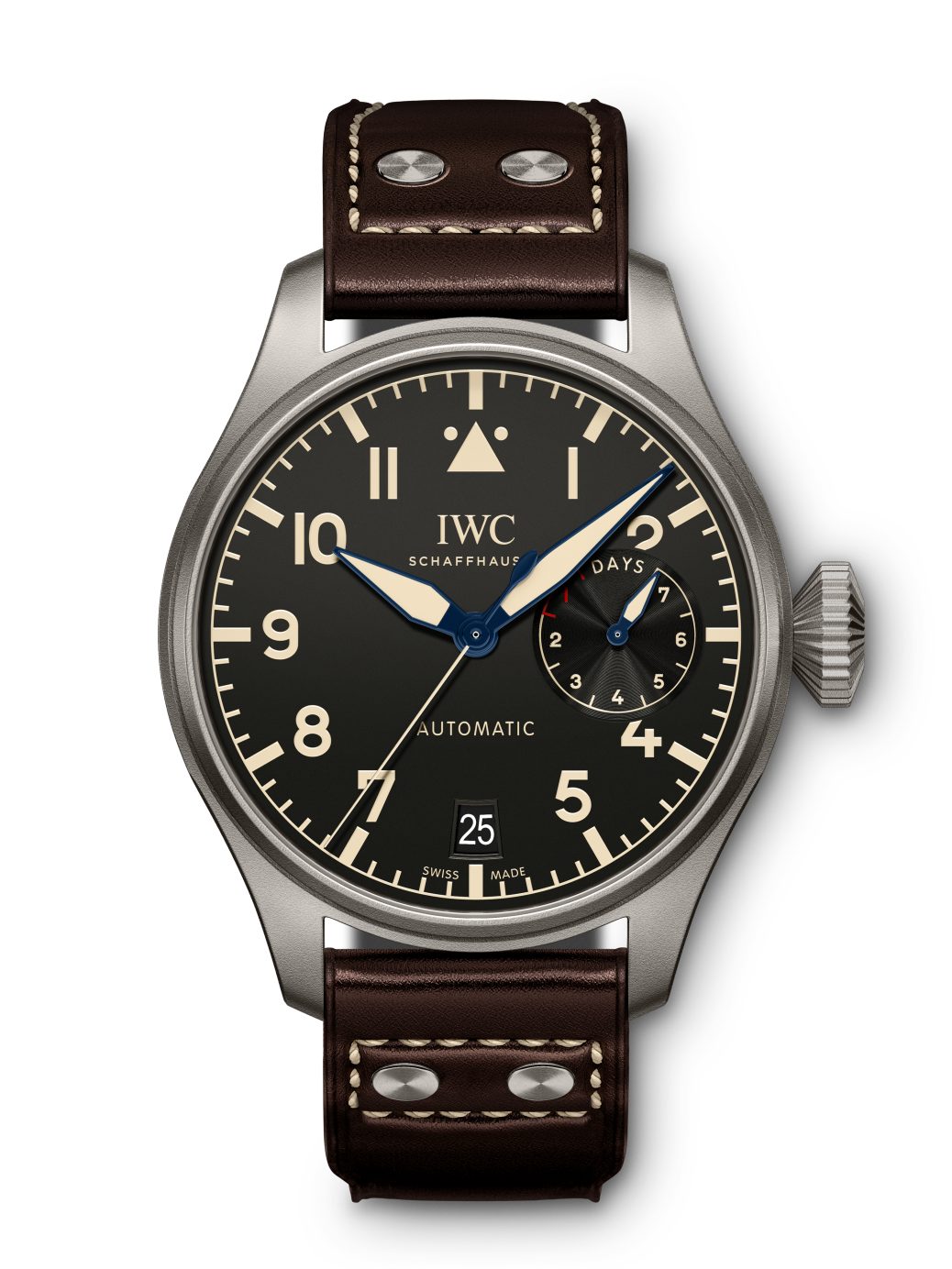 IWC Chronograph Portuguese white dial blue hands and a new factory blue crocodile strap