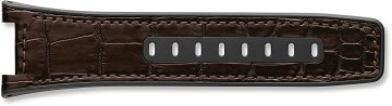 Brown rubber strap with brown alligator leather inlay