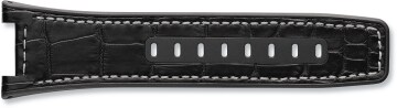 Black rubber strap with black alligator leather inlay