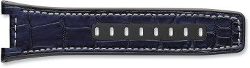 Black rubber strap with blue alligator leather inlay