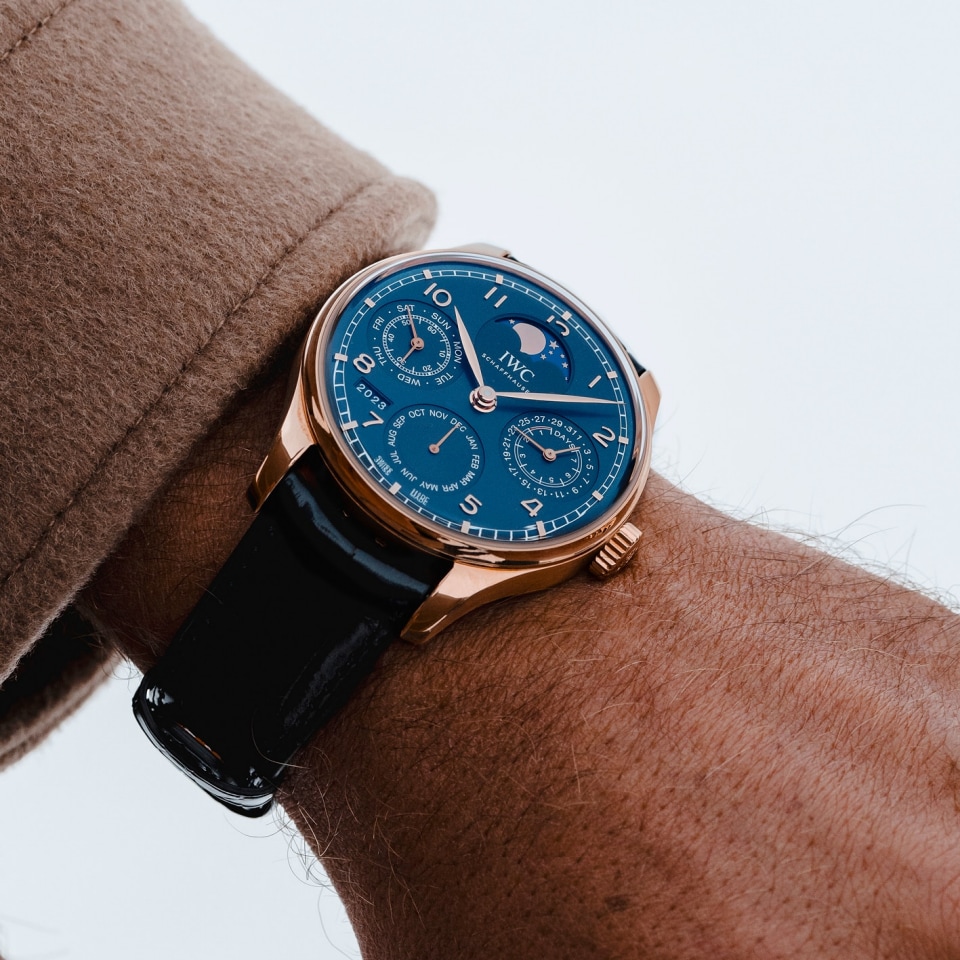 Iwc perpetual calendar blue dial top