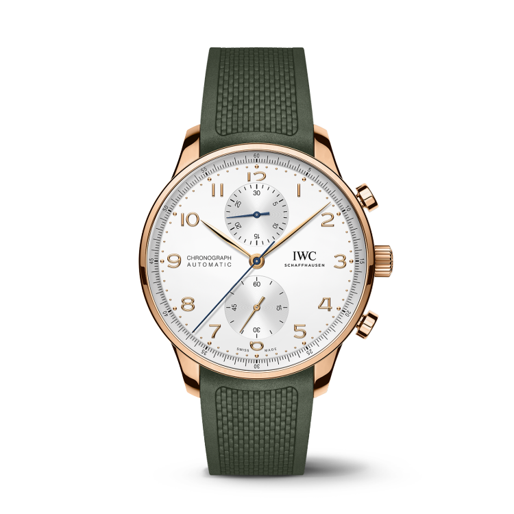 The Portugieser Chronograph with green rubber strap