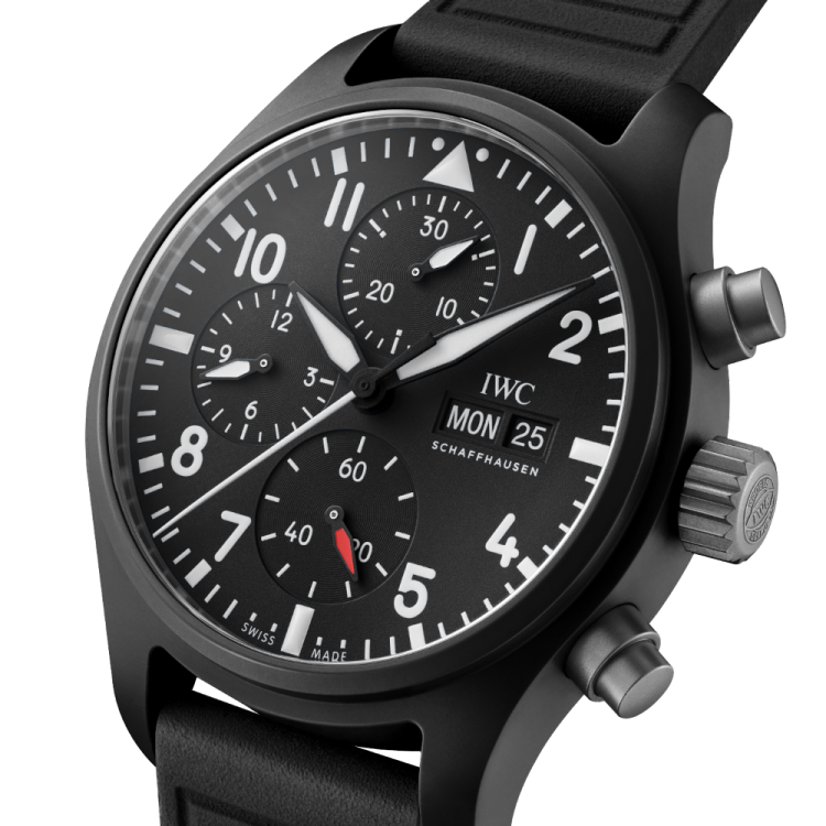 The PILOT'S WATCH CHRONOGRAPH 41 TOP GUN with black dial and black rubber strap