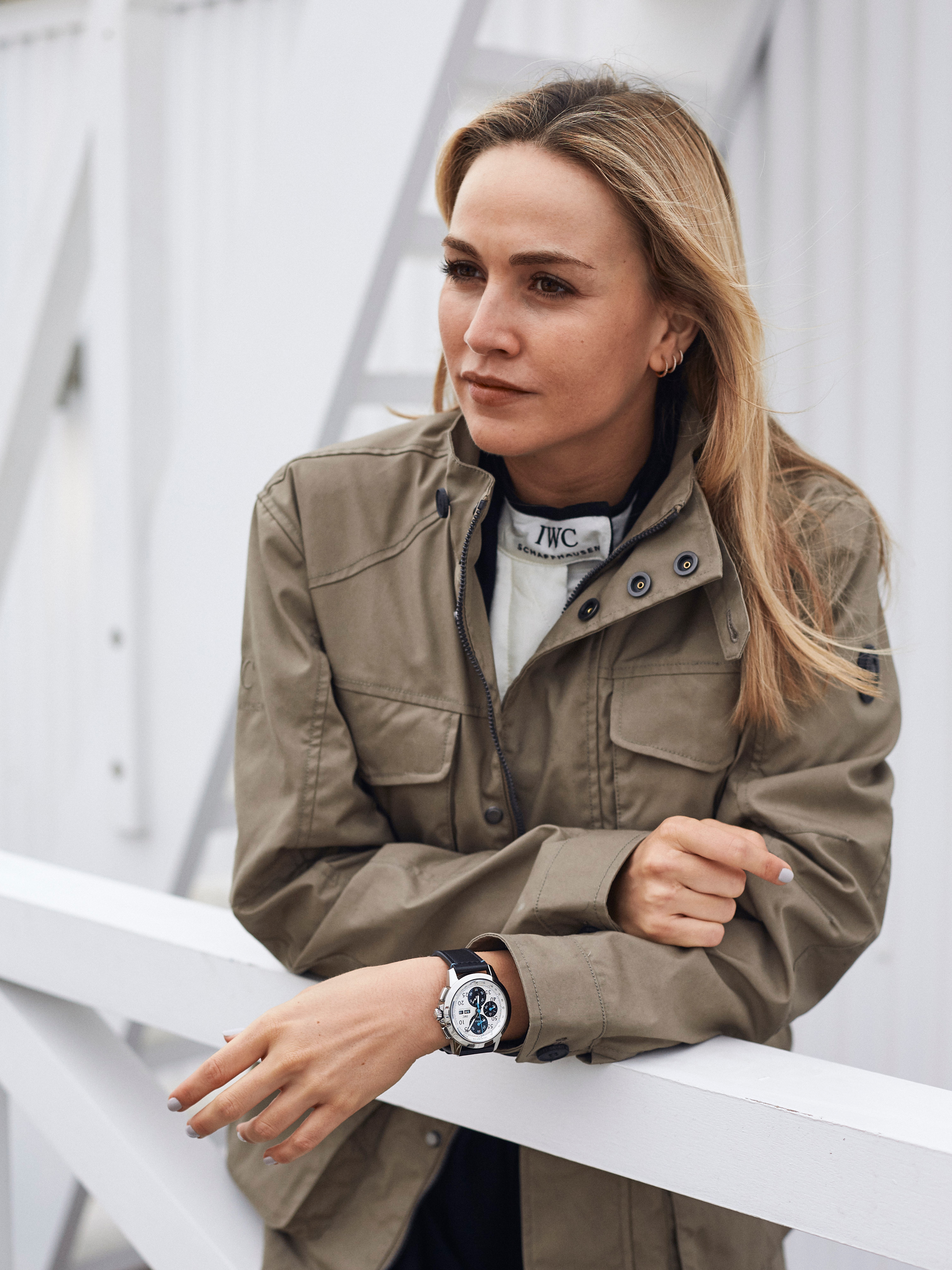 Carmen Jorda with IWC limited edition Ingenieur Chronograph Sport Edition “76th Members Meeting at Goodwood”