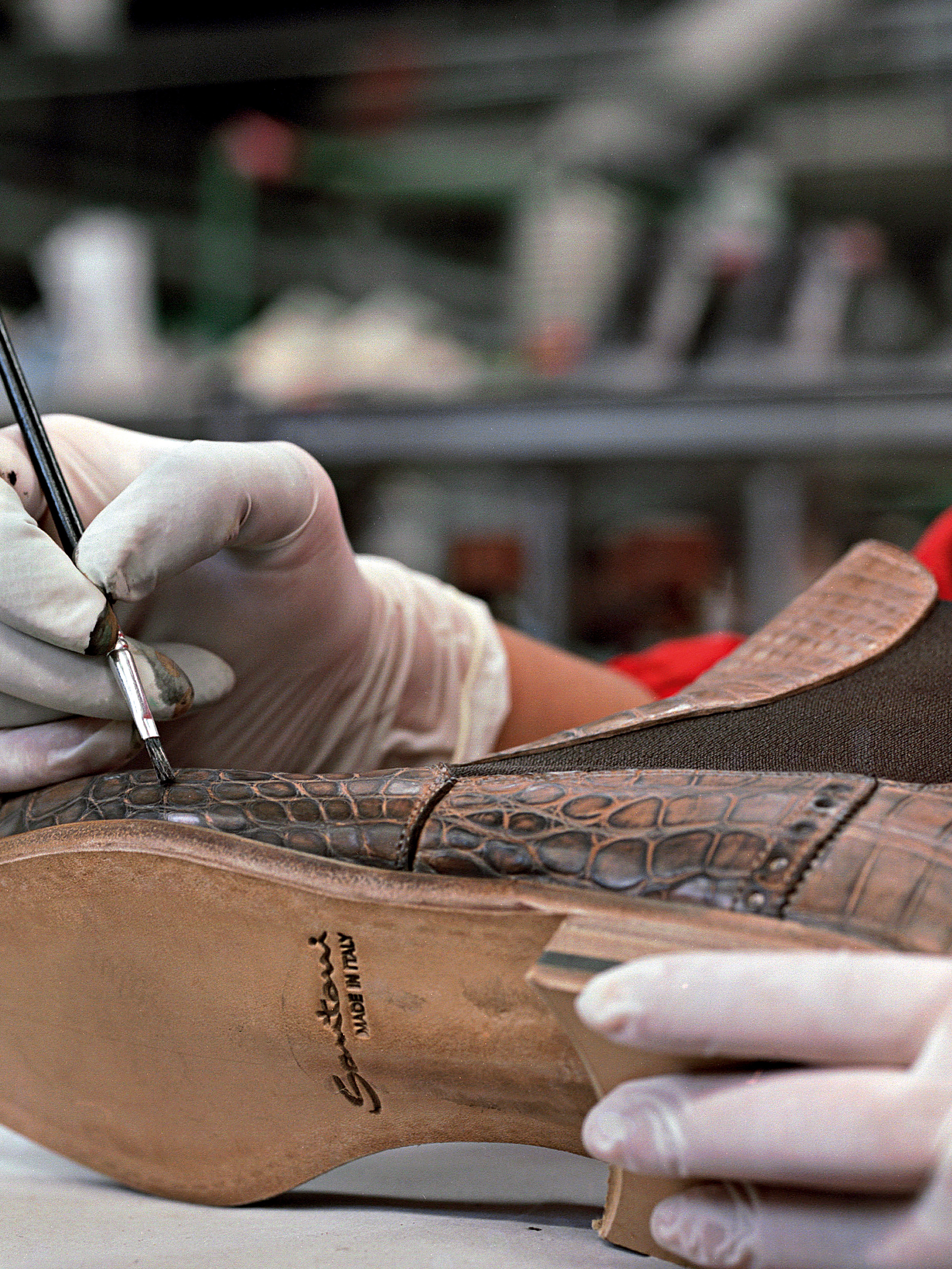 Santoni’s signature velatura technique.